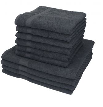 Betz Juego de 10 toallas PALERMO 100% algodón gris antracita
