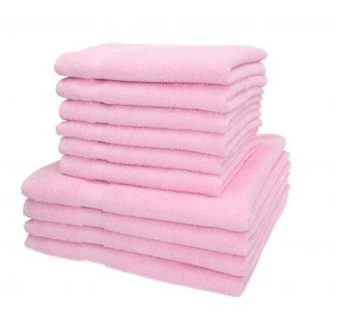 Lot de 10 serviettes Palermo couleur rose, 6 serviettes de toilette, 4 serviettes de bain de Betz