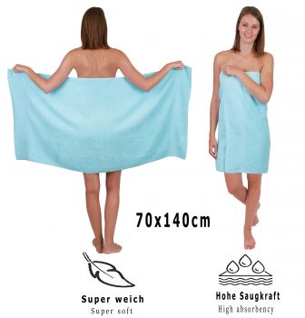 Set di 10 asciugamani da bagno Palermo: 6 asciugamani e 4 asciugamani da bagno di Betz, 100 % cotone, colore turchese