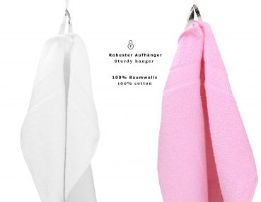 10 piezas set toallas de mano/ducha serie Palermo color blanco y rosa 100% algodon 6 toallas de mano 50x100cm 4 toallas ducha 70x140cm de Betz