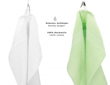 Lot de 10 serviettes Palermo couleur blanc et vert, 6 serviettes de toilette, 4 serviettes de bain de Betz