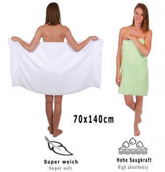 Lot de 10 serviettes Palermo couleur blanc et vert, 6 serviettes de toilette, 4 serviettes de bain de Betz