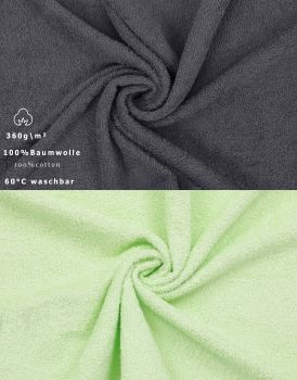 Betz 10-tlg. Handtuch-Set PALERMO 100%Baumwolle 4 Duschtücher 6 Handtücher Farbe anthrazit und grün