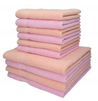 Lot de 10 serviettes Palermo couleur abricot et rose, 6 serviettes de toilette, 4 serviettes de bain de Betz