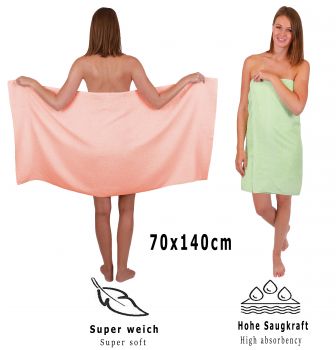 Set di 10 asciugamani da bagno Palermo: 6 asciugamani e 4 asciugamani da bagno di Betz, 100 % cotone, colore albicocca e verde
