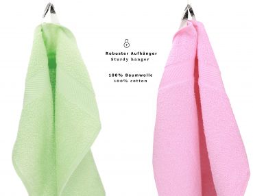Set di 10 asciugamani da bagno Palermo: 6 asciugamani e 4 asciugamani da bagno di Betz, 100 % cotone, colore verde e rosa