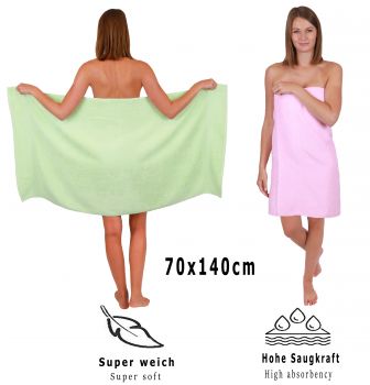10 piezas set toallas de mano/ducha serie Palermo color verde y rosa  100% algodon 6 toallas de mano 50x100cm 4 toallas ducha 70x140cm de Betz