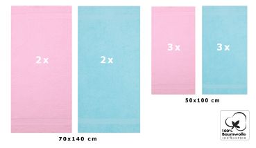 10 piezas set toallas de mano/ducha serie Palermo color rose y turquesa 100% algodon 6 toallas de mano 50x100cm 4 toallas ducha 70x140cm de Betz