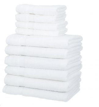 Betz 10-tlg. Handtuch-Set PALERMO 100%Baumwolle 4 Gästetücher 6 Handtücher Farbe weiß