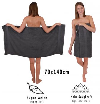 Betz Juego de 8 toallas PALERMO 100% algodón gris antracita