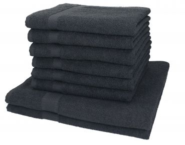 Betz 8-tlg. Handtuch-Set PALERMO 100% Baumwolle 2 Duschtücher 6 Handtücher Farbe anthrazit