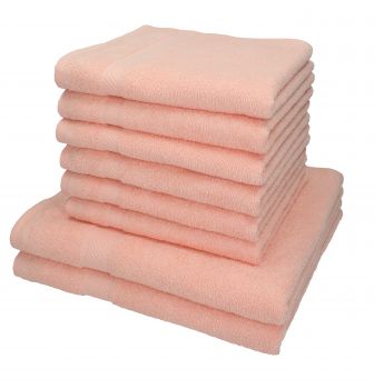 Lot de 8 serviettes Palermo couleur abricot, 6 serviettes de toilette, 2 serviettes de bain de Betz