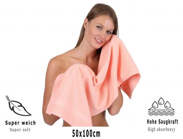 Betz 8 piezas set toallas de mano/ducha serie Palermo color albaricoque 100% algodon 6 toallas de mano 50x100cm 2 toallas ducha 70x140cm de Betz