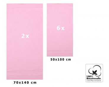 8 Piece Hand Bath Towel Set PALERMO colour: rose size: 50x100 cm 70x140 cm by Betz