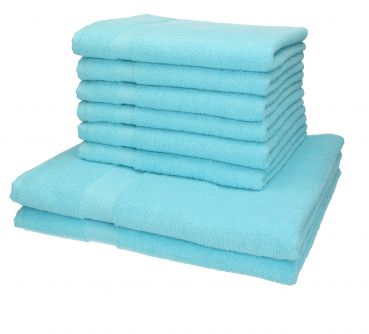 8 unidades Toallas de manos/cuerpo/ducha set Palermo color turquesa 100% algodon 6 toallas de mano y 2 toallas de ducha de Betz