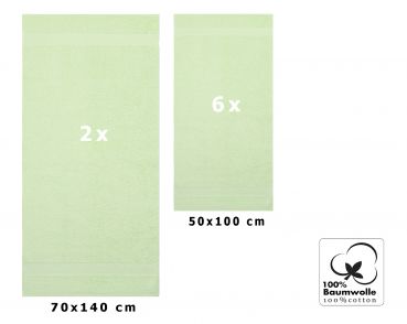 Set di 8 asciugamani da bagno Palermo: 6 asciugamani e 2 asciugamani da bagno di Betz, 100 % cotone, colore verde