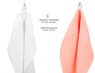 8 Piece Hand Bath Towel Set PALERMO colour: white & apricot size: 50x100 cm 70x140 cm by Betz