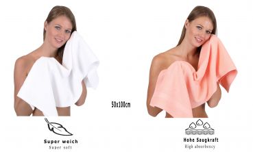 Set di 8 asciugamani da bagno Palermo: 6 asciugamani e 2 asciugamani da bagno di Betz, 100 % cotone, colore albicocca e bianco