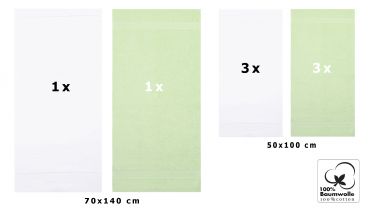 unidades Toallas de manos/cuerpo/ducha set Palermo color blanco y verde 100% algodon 6 toallas de mano y 2 toallas de ducha de Betz