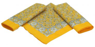 Pañuelos bandanas para el cuello o la cabeza con el motivo de paisley clásico, 3 piezas, tamaño 55x55cm, 100% algodón, de color amarillo
