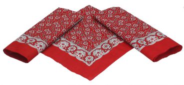 Pañuelos bandanas para el cuello o la cabeza con el motivo de paisley clásico, 3 piezas, tamaño 55x55cm, 100% algodón, de color rojo