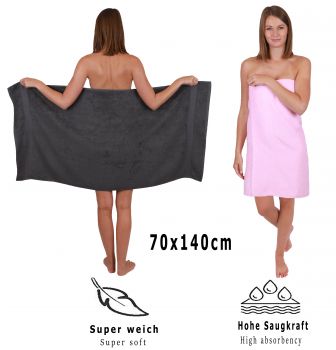 Set di 8 asciugamani da bagno Palermo: 6 asciugamani e 2 asciugamani da bagno di Betz, 100 % cotone, colore grigio antracite e rosa