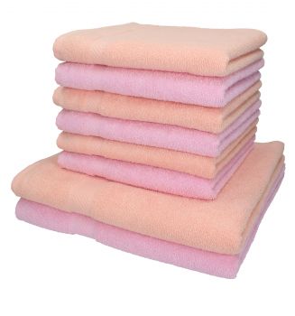 Lot de 8 serviettes Palermo couleur rose et abricot, 6 serviettes de toilette, 2 serviettes de bain de Betz