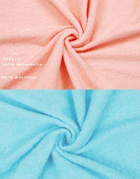 Set di 8 asciugamani da bagno Palermo: 6 asciugamani e 2 asciugamani da bagno di Betz, 100 % cotone, colore albicocca e turchese