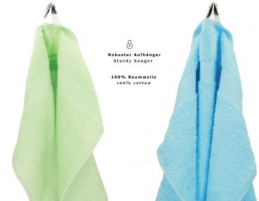 Set di 8 asciugamani da bagno Palermo: 6 asciugamani e 2 asciugamani da bagno di Betz, 100 % cotone, colore turchese e verde