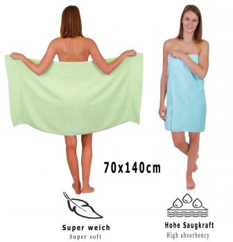 Lot de 8 serviettes Palermo couleur turquoise et vert, 6 serviettes de toilette, 2 serviettes de bain de Betz