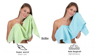8 unidades Toallas de manos/cuerpo/ducha set Palermo color verde y turquesa 100% algodon 6 toallas de mano y 2 toallas de ducha de Betz