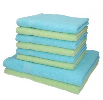 8 unidades Toallas de manos/cuerpo/ducha set Palermo color verde y turquesa 100% algodon 6 toallas de mano y 2 toallas de ducha de Betz