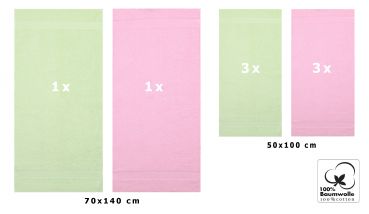 8 unidades Toallas de manos/cuerpo/ducha set Palermo color verde y rosa 100% algodon 6 toallas de mano y 2 toallas de ducha de Betz