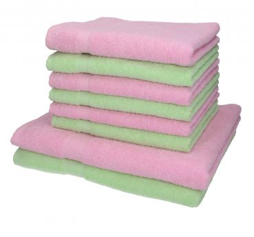 Lot de 8 serviettes Palermo couleur rose et vert, 6 serviettes de toilette, 2 serviettes de bain de Betz