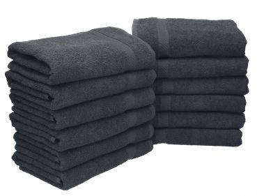 Betz lot de 12 serviettes de toilette taille 50x100 cm 100% coton Palermo couleur gris anthracite