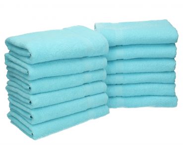 Lot de 12 serviettes Palermo couleur turquoise, qualité 360 g/m², 12 serviettes de toilette 50 x 100 cm 100% coton de Betz