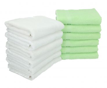 Betz 12 Stück Handtücher PALERMO 100% Baumwolle 12 Handtücher 50x100 cm Farbe weiß und grün