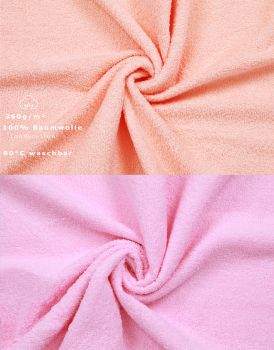 Lot de 12 serviettes Palermo couleur rose et abricot, qualité 360 g/m², 12 serviettes de toilette 50 x 100 cm 100% coton de Betz