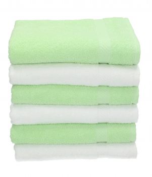 Lot de 6 serviettes Palermo couleur: 3 blanc et 3 vert, 6 serviettes de toilette 50 x 100 cm de Betz