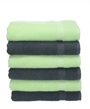 6 piece Hand Towel Set PALERMO Colour: anthracite grey & green Size: 50x100 cm by Betz