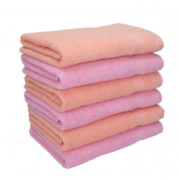 6 piece Hand Towel Set PALERMO Colour: apricot & rose Size: 50x100 cm by Betz