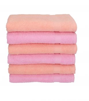 Betz 6 unidades  set toallas de mano  serie Palermo color albaricoque y rosa 100% algodon 6 toallas de mano 50x100cm de Betz