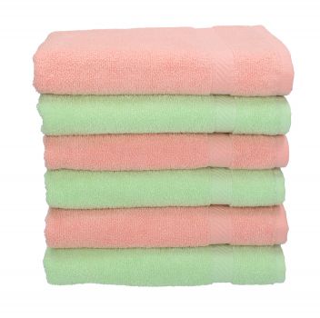 Betz 6 Stück Handtücher PALERMO 100% Baumwolle Handtuch-Set Farbe apricot und grün