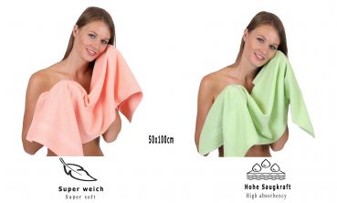 Lot de 6 serviettes Palermo couleur vert et abricot, qualité 360 g/m², 6 serviettes de toilette 50 x 100 cm 100% coton de Betz