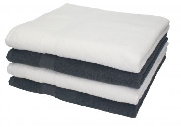 4 piece Bath Towel Set PALERMO Colour: white & anthracite grey Size: 70x140 cm by Betz