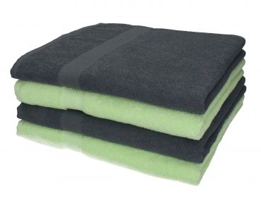 Set di 4 asciugamani da bagno 70 x 140 cm Palermo, 100 % cotone, colore grigio antracite e verde di Betz