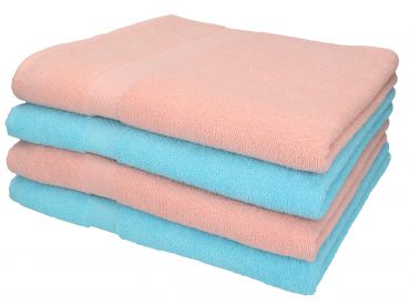 Set di 4 asciugamani da bagno 70 x 140 cm Palermo di Betz, 100 % cotone, colore albicocca e turchese
