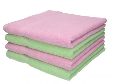 Betz 4 Stück Duschtücher PALERMO Größe 70 cm x 140 cm 100% Baumwolle Duschtuch-Set Farbe grün und rosé