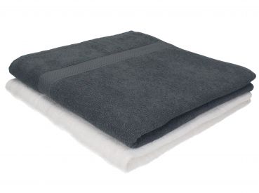 Set di 2 asciugamani da bagno 70 x 140 cm Palermo, 100 % cotone, colore grigio antracite e bianco di Betz