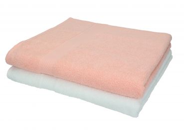 Lot de 2 serviettes Palermo taille 70 x 140 cm couleur blanc et abricot de Betz